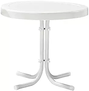 Crosley Furniture Gracie Retro 20-inch Metal Outdoor Side Table - Alabaster White