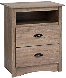 K&A Company Two Drawer Night Stand - Drifted Gray, 28" x 16" x 13 lbs