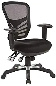 Hercke Deluxe Mesh Back Ergonomic Lumbar Support Multi-Function Adjustable Office Chair – 360 Degree Swivel 330lb Capacity Black with Two-Tone Heavy Duty Base – Breathable Sponge Seat Cushion