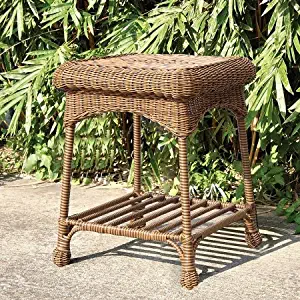 Outdoor Espresso Wicker Patio Furniture End Table