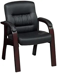 Black Faux Leather Guest Chair with Brunette Wood Finish, NBF Signature Series Vista Collection