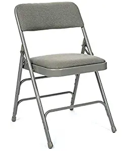 XL Series Fabric Upholstered Folding Chair (4 Pack) - Heavy Duty 1.25" Thick Padded Seat and Back, Triple Braced - Quad Hinging, 300 lb Tested (Grey)