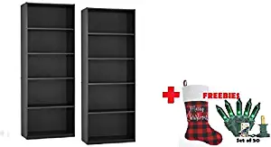 Mainstay` 5-Shelf Bookcase - True Black Oak + Freebies, 5-Shelf - Pack of 2