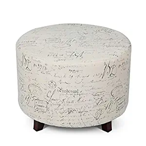 Edeco Fabric Script Round Ottoman