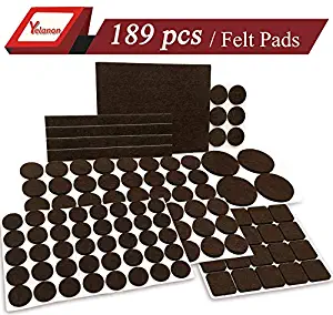 Yelanon Furniture Pads 189 Pieces - Self Adhesive Felt Pad Brown Felt Furniture Pads Anti Scratch Floor Protectors for Chair Legs Feet . for Protect Hardwood Tile Wood Floor & Laminate Flooring