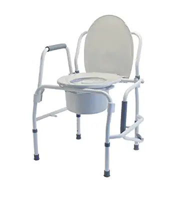 Lumex Silver Collection Steel Drop Arm 3-in-1 Adjustable Medical Bedside Commode Toilet, 6433A