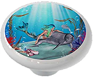 Mermaid and Dolphin Ceramic Drawer Knob