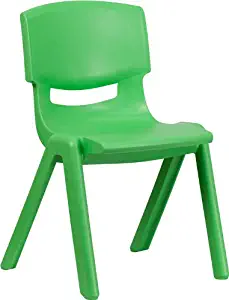 Flash Furniture Green Plastic Stackable School Chair with 15.5'' Seat Height