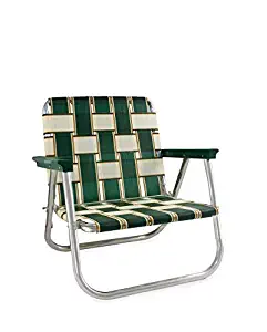 Lawn Chair USA Webbing Chair (Low Back Beach Chair, Charleston with Green Arms)