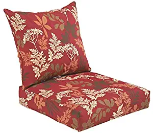 Bossima Indoor and Outdoor Cushion, Comfortable Deep Seat Design, Premium 24 inch Replacement Cushion, Includes Seat and Backrest, Red/Brown Floral