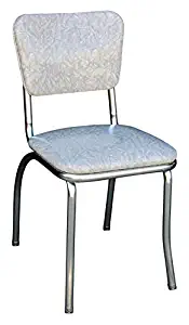 Richardson Seating 4110CIG Retro Chrome Kitchen Chair with 1" Pulled Seat, Null, Cracked Ice Gray