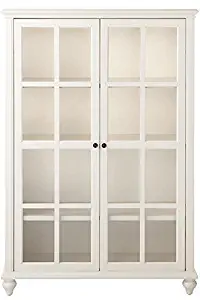 Home Decorators Collection Hamilton Glass Door Bookcase, 60" Hx41.50 Wx13.50 D, Polar White