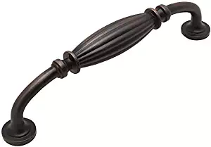 10 Pack - Cosmas 7120ORB Oil Rubbed Bronze Country Style Cabinet Hardware Ribbed Handle Pull - 5" Inch (128mm) Hole Centers