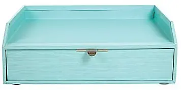 Office by Martha Stewart Stack+Fit Inbox with Drawer; Blue; Wood Grain Finish; 28801