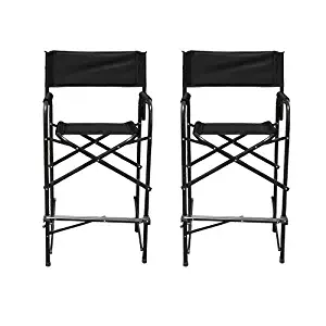 Impact Canopy Tall Folding Director's Chair, Heavy Duty, Set of 2 Chairs, Black