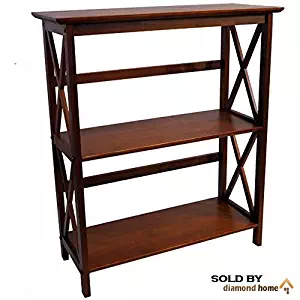 Walnut Brown Montego Horizontal Bookcase - This Mid Century Shabby Chic Modern Walnut Bookcase Features 3 Tier Shelves