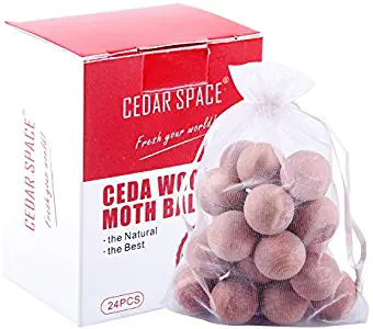 Cedar Balls - Cedar Blocks for Closets Storages, 100% Natural Aromatic Red Cedar Wooden Balls 24 Pcs with Satin Bag