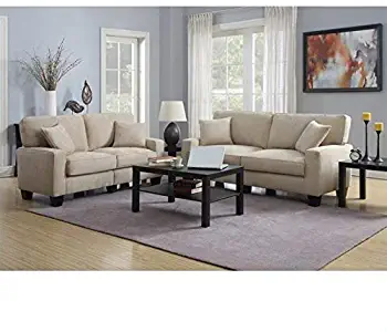 Serta RTA Martinique 2 Piece 78" Fabric Sofa Set in Silica Sand