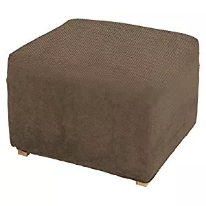 SureFit Stretch Pique 1-Piece - Ottoman Slipcover- Taupe (SF29809)