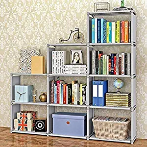 Jukert DIY Adjustable Bookcase, Bookshelf with 9 Book Shelves, Kid Toy Shelf, 9-Cube Cabinet Bookcase,Home Furniture Storage