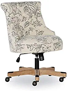 Linon Sinclair Floral Office Chair in Gray