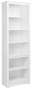 Prepac Tall 6 Shelf Bookcase in White