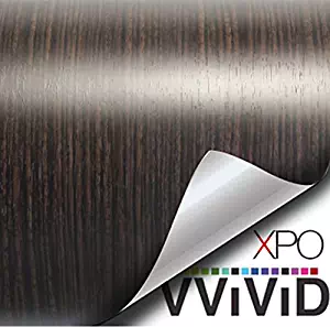 VViViD Ebony Dark Wood Grain Faux Finish Textured Vinyl Wrap Film for Home Office Furniture DIY Easy to Install No Mess 1ft x 48"