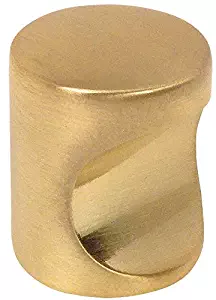 10 Pack - Cosmas 3312BB Brushed Brass Contemporary Cabinet Hardware Finger Pull - 3/4" Diameter