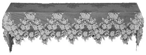 Heritage Lace Tea Rose 20-Inch by 90-Inch Mantle Scarf, White