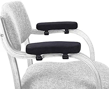 ORGOR Ergonomic Memory Foam Office Chair Armrest Pads with Hook & Loop Tape, Chair Arm Pillow. Comfy Gaming Chair Arm Rest Cover for Elbows and Forearms. (1 Pair) (Black, S with Hook & Loop Tape)