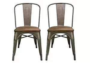 BTEXPERT Industrial Metal Vintage Tabouret Antique Copper Bronze Rustic Distressed Dining Bistro Cafe Stackable Side Chair (Set of 2)