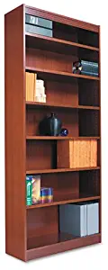 Alera Square Corner Wood Veneer Bookcase, Seven-Shelf, 35-5/8 x 11-3/4 x 84, Mahogany