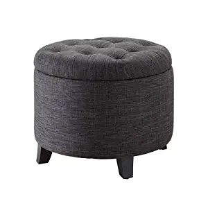 Convenience Concepts Designs4Comfort Round Ottoman Gray Fabric