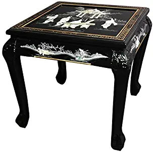Oriental Furniture Claw Foot End Table - Black Mother of Pearl Ladies