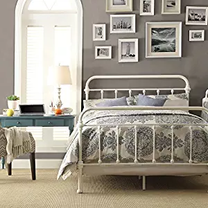 White Antique Iron Metal Bed Frame Vintage Bedroom Furniture Rustic Wrought Country Dark Bronze Wire Cast Womens Mens Girls Kids Princess Headboard Footboard Slats Rails Set Twin Full Queen King Sized (full)