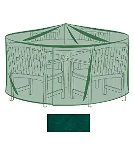 Plow & Hearth Outdoor Furniture All-Weather Cover for Large Round Table & Chairs - Green…