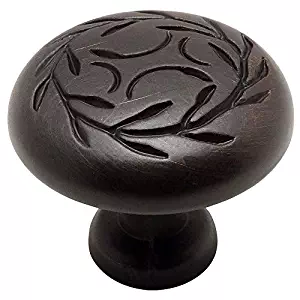 10 Pack - Cosmas 464ORB Oil Rubbed Bronze Leaf Cabinet Hardware Round Knob - 1-1/4" Inch Diameter