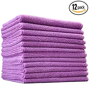 (12-Pack) 16 in. x 16 in. Commercial Grade All-Purpose Microfiber HIGHLY ABSORBENT, LINT-FREE, STREAK-FREE Cleaning Towels - THE RAG COMPANY (Lavender Purple)