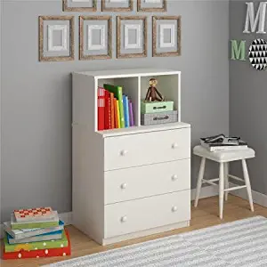 BLOSSOMZ Skyler Kids' Dresser with Cubbies by Altra, White Stipple