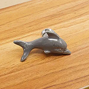 Ideal Decor 1pc Grey Decorative Antique Door Knobs- Lovely Dolphin Shape Interior Ceramic s Knobs and Pulls for Cabinet/Girls Dresser/Kids Cupboard/Kitchen Drawer Handles