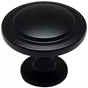 10 Pack - Cosmas 5560FB Flat Black Cabinet Hardware Round Knob - 1-1/4" Diameter