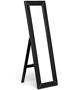 Baxton Studio McLean Dark Brown Modern Mirror with Built-in Stand