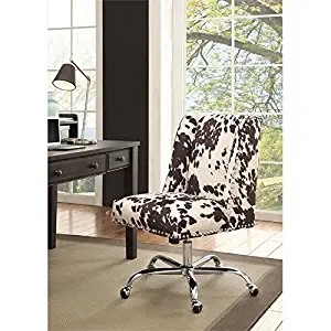 Bowery Hill Armless Upholstered Office Chair in Udder Madness Black