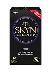 Lifestyles SKYN Elite Premium NON-LATEX Polyisoprene Lubricated Condoms with Bonus Pocket/Travel Case-10 Count (Brass Travel Case)