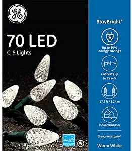 Led GE C-5 Lights Warm White - Green Wire 70ct