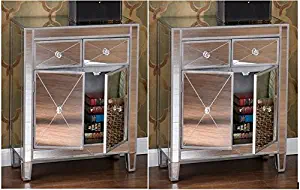 home by hamilton Set of 2 Mirrored Hollywood Glam Dresser Bedroom Chest Storage Drawers Nightstand