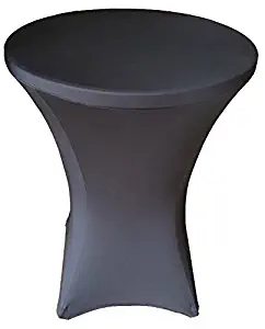 32 Round x 43" Tall Spandex Fitted Table Cover for Folding Bar Height Tables (Black)