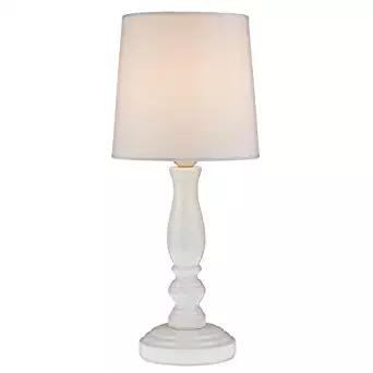 Light Accents Table Lamp White Base/Bedroom Light/Fabric Bell Shade (Pure White)