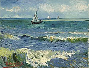 Wieco Art Seascape at Saintes Maries by Vincent Van Gogh Oil Paintings Reproduction Modern Wrapped Giclee Canvas Prints Sea Pictures on Canvas Wall Art for Living Room Home Office Decorations