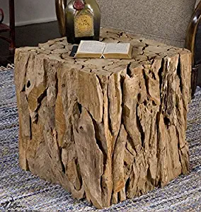 Diva At Home 18.5" Eco-Friendly Natural Teak Root Bunching Cube Accent Table